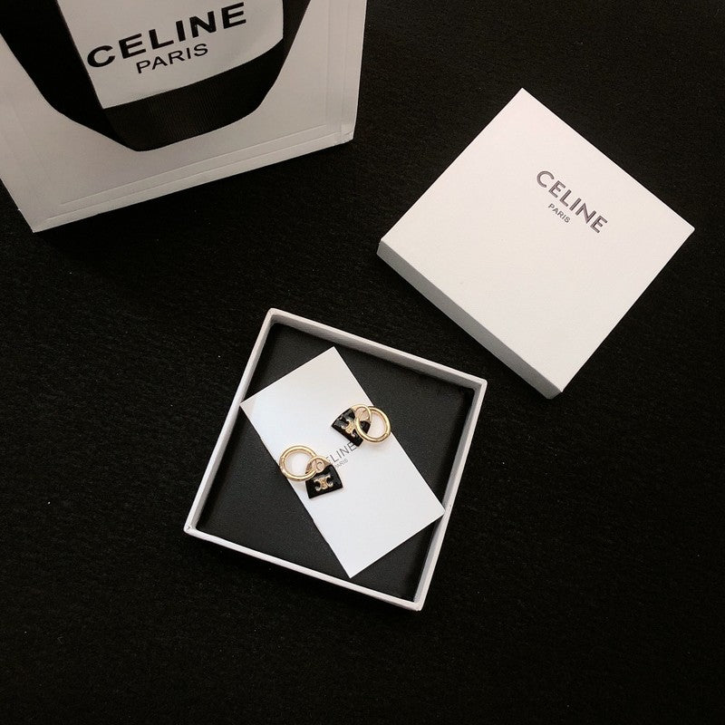 Celine Black Bag Gold 18K Gold Earrings