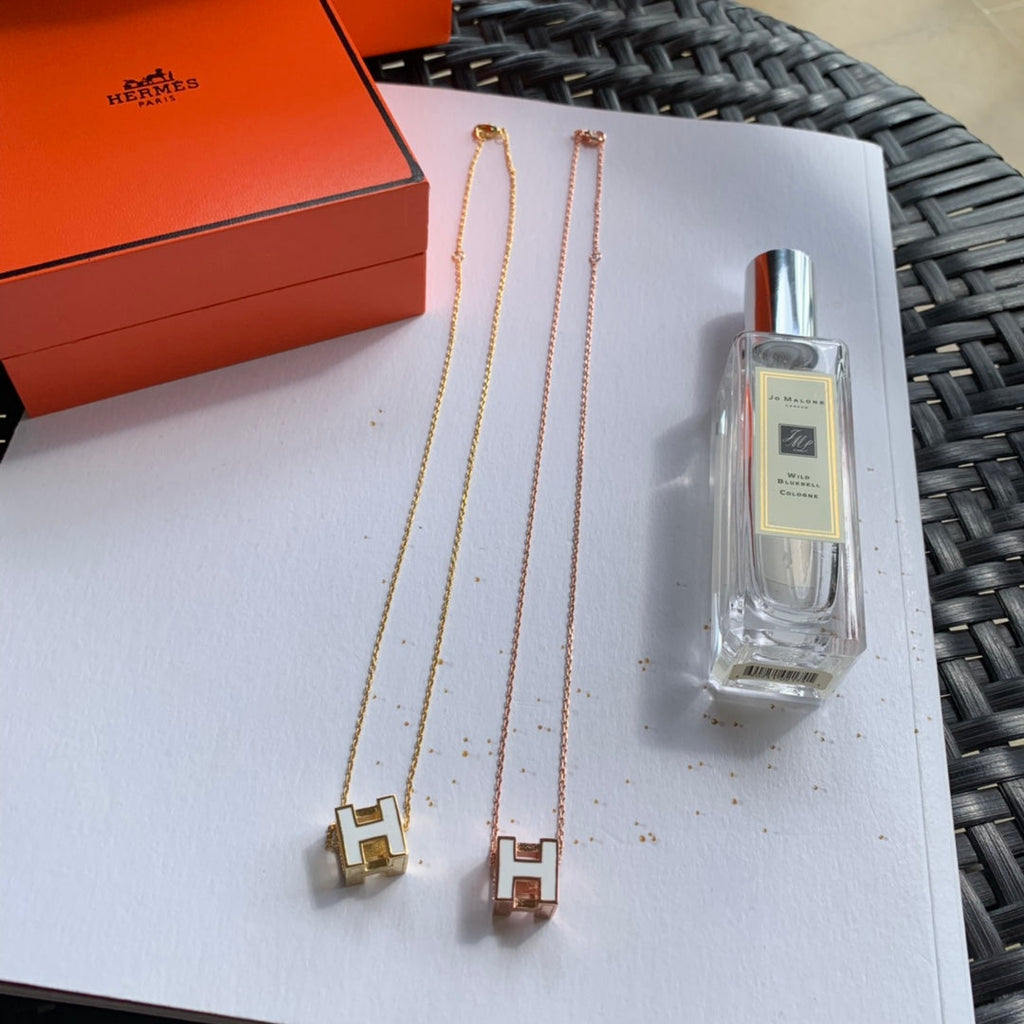 Hermes Cage D'H White 18K Gold Necklace
