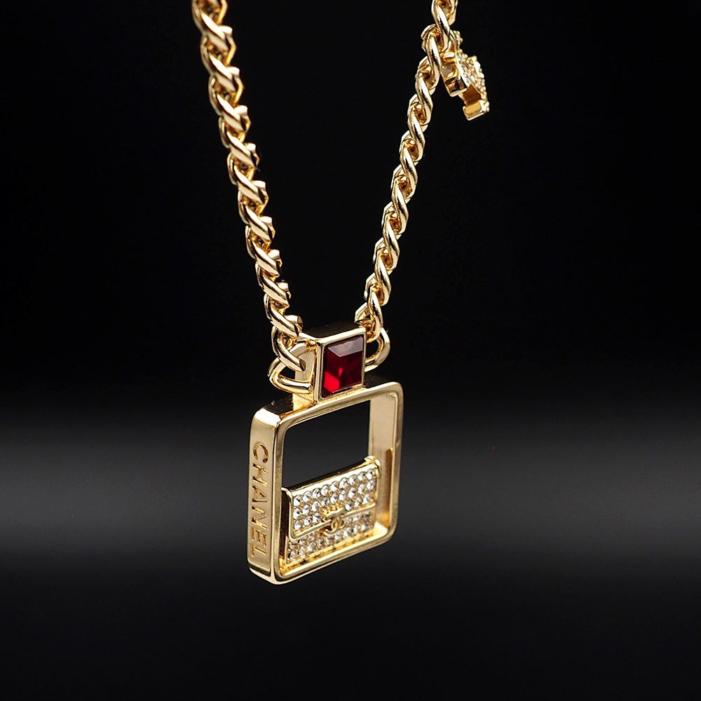 Chanel Red Bag Pendant 18K Gold Necklace