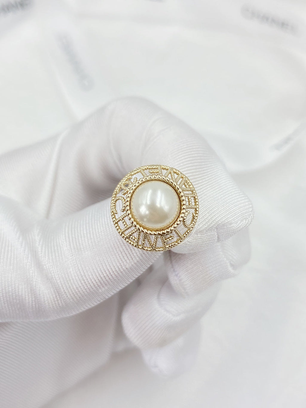 Chanel Pearl Round 18K Gold Earrings