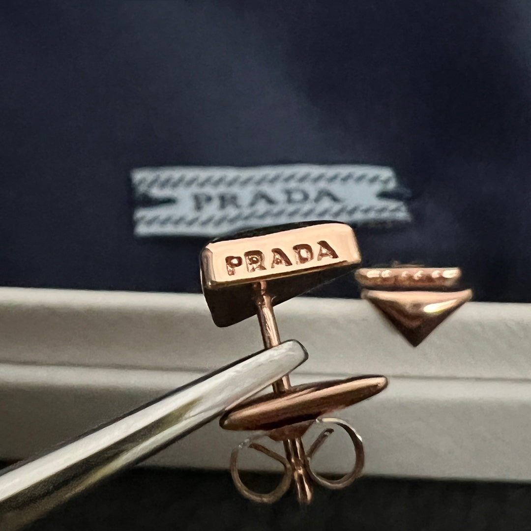Prada Triangle 18K Gold Earrings