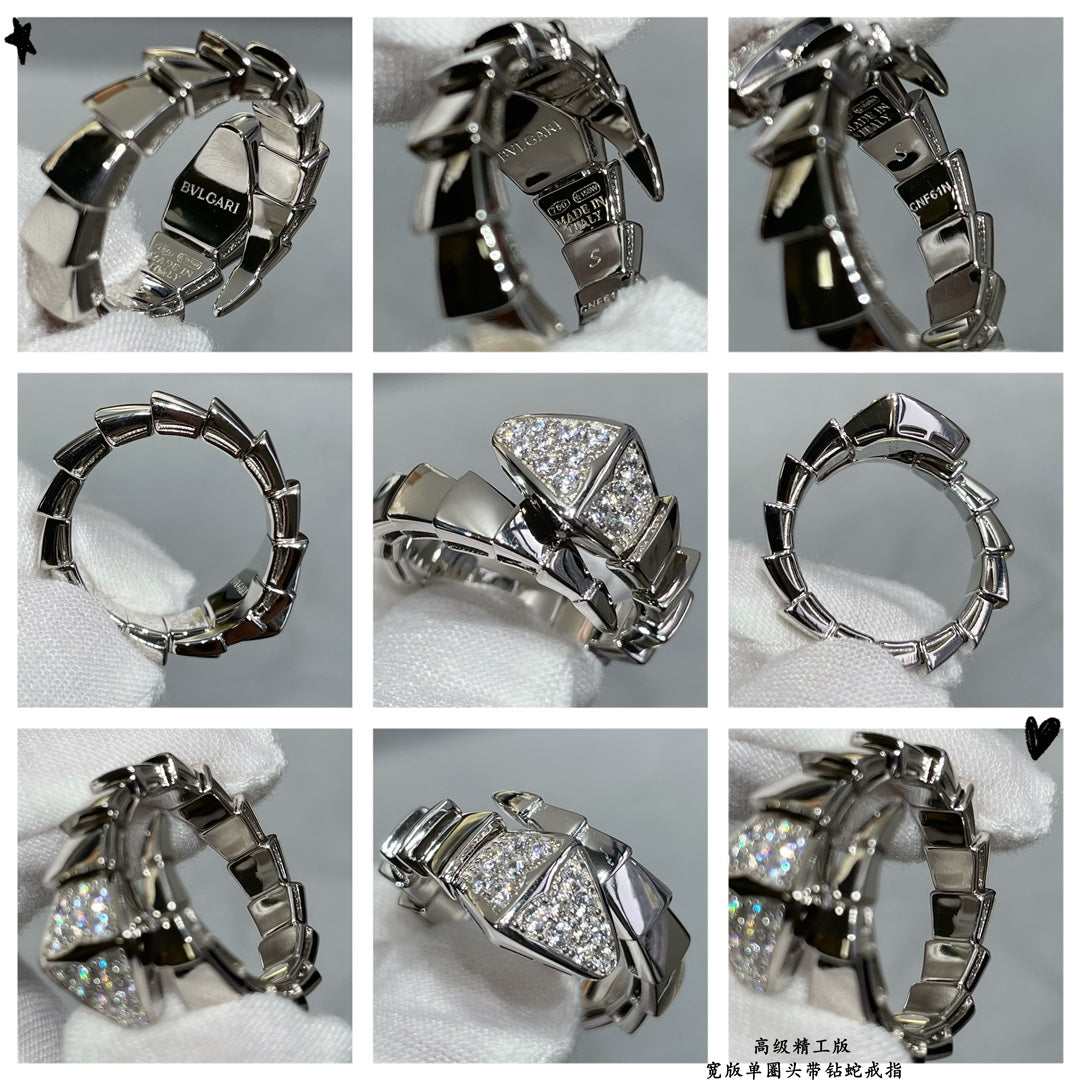 Bvlgari Serpenti Viper Head Diamond 18K Gold Ring