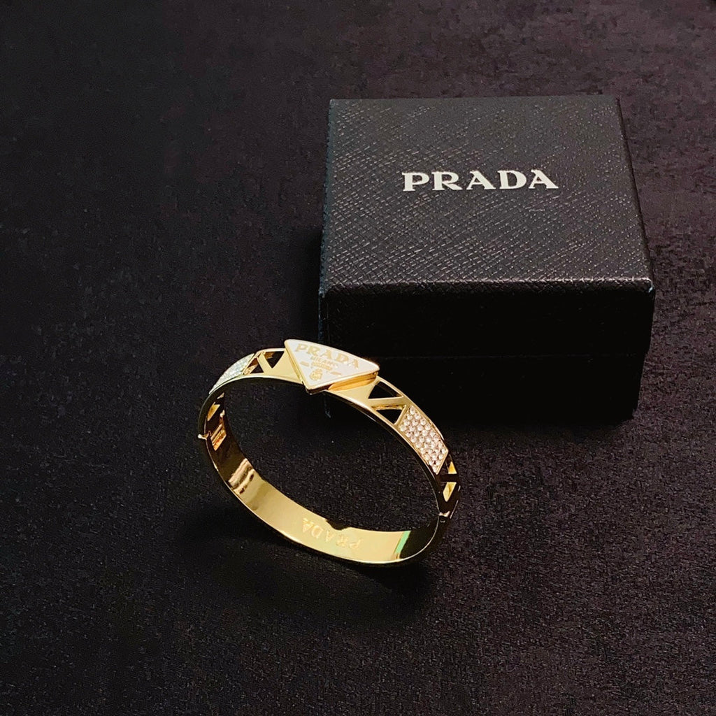 Prada Triangle Diamond 18K Gold Bracelet