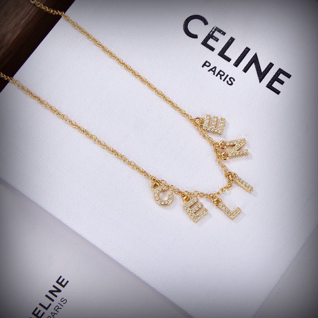 Celine Paris Strass Crystals 18K Gold Necklace