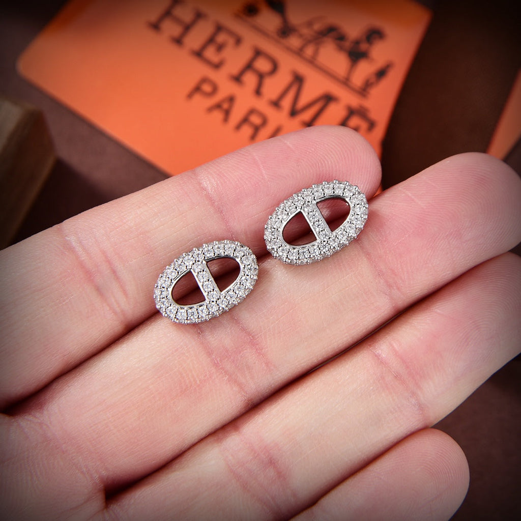 Hermes Farandole Diamond 18K Gold Earrings