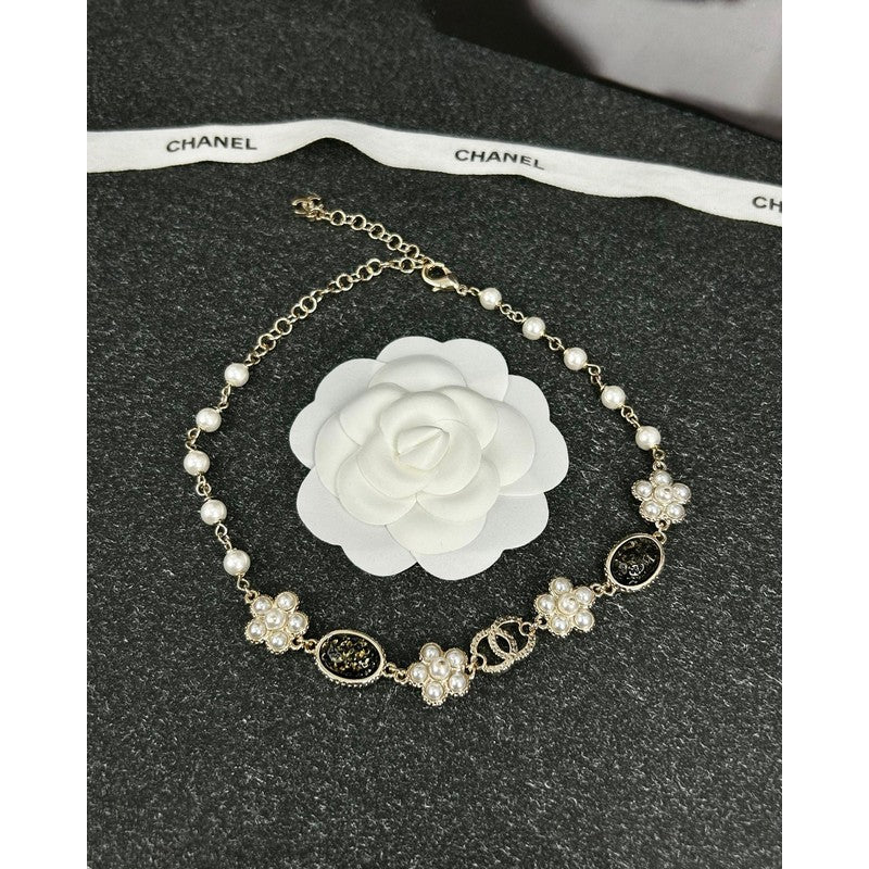 Chanel Black & Orange Crystal Choker 18K Gold Necklace