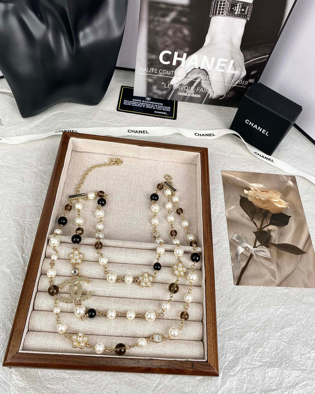 Chanel 24B Long Pearls 18K Gold Necklace