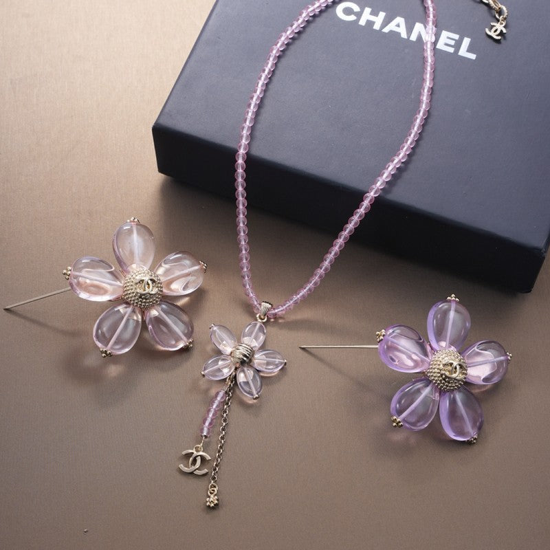 Chanel Pink & Purple 18K Gold Brooch