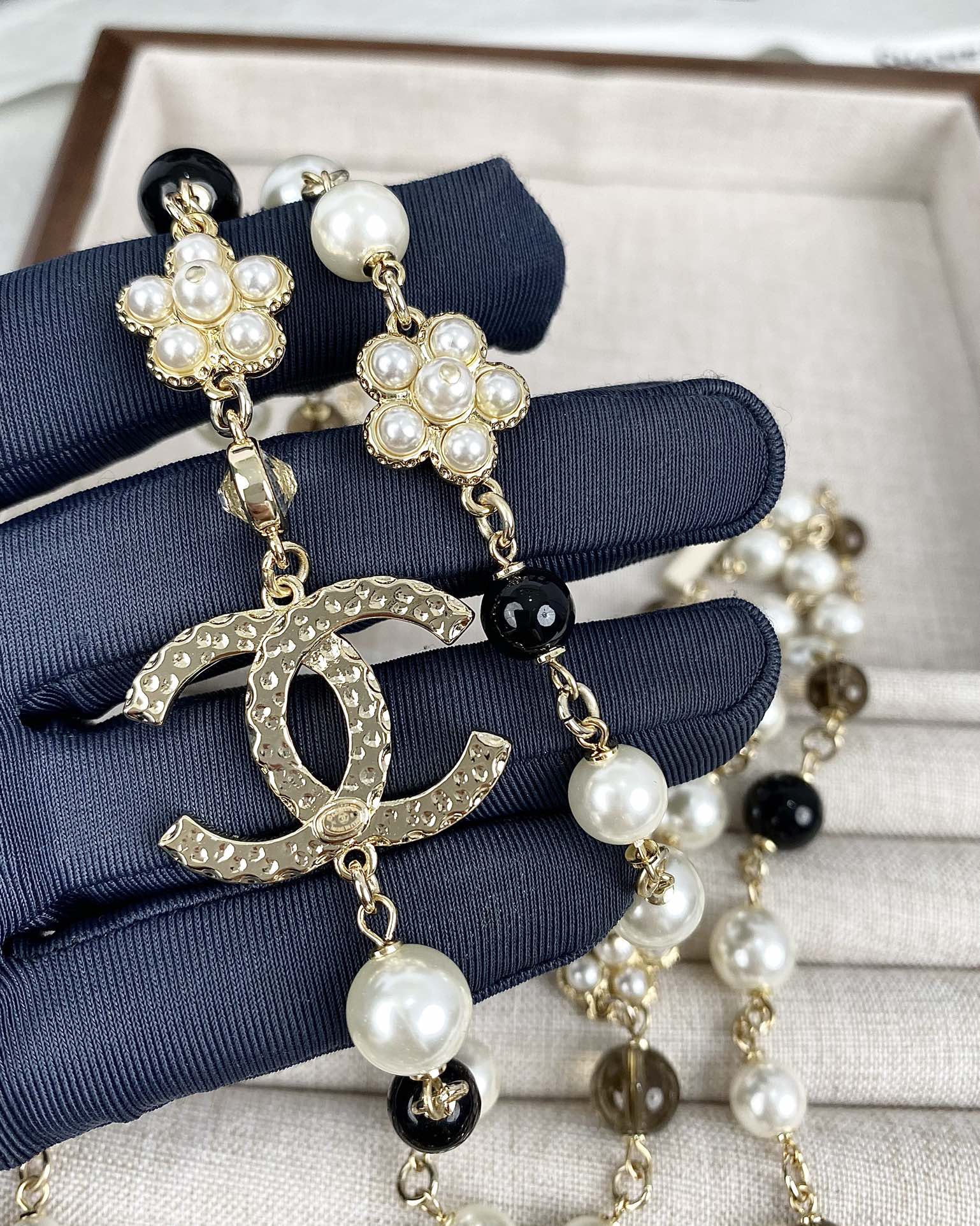 Chanel 24B Long Pearls 18K Gold Necklace