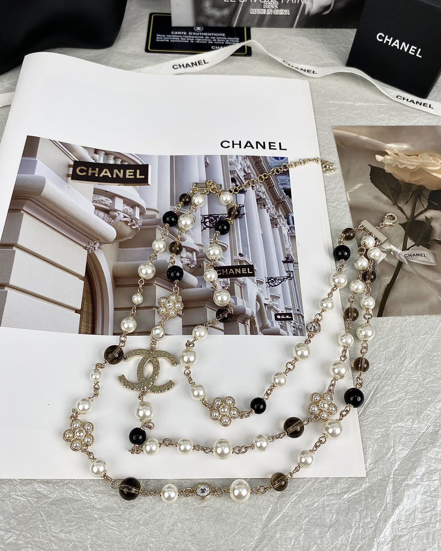 Chanel 24B Long Pearls 18K Gold Necklace