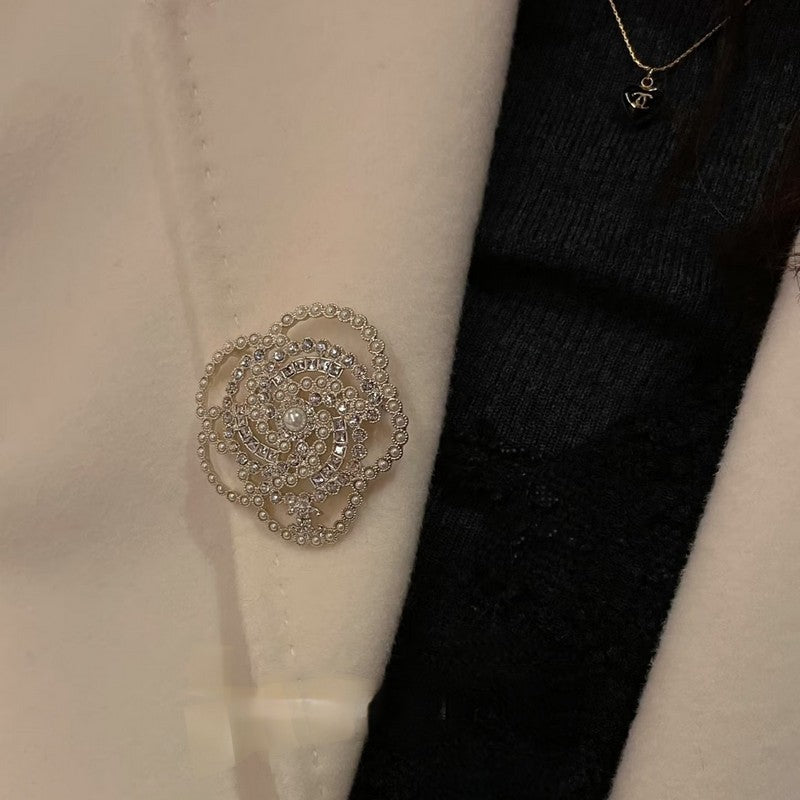 Chanel Camellia Pearl 18K Gold Brooch