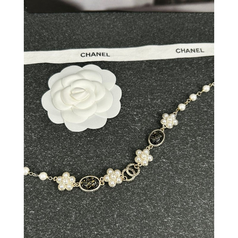 Chanel Black & Orange Crystal Choker 18K Gold Necklace