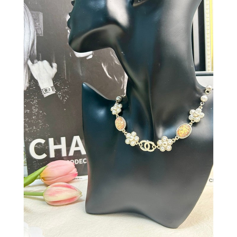 Chanel Black & Orange Crystal Choker 18K Gold Necklace