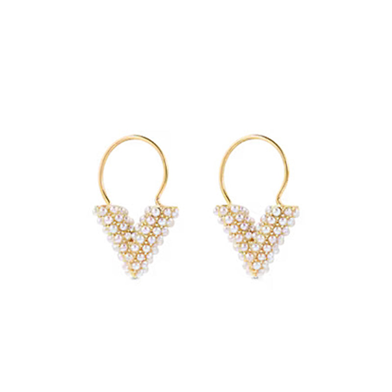 Louis Vuitton Essential V Perle Hoop 18K Gold Earrings