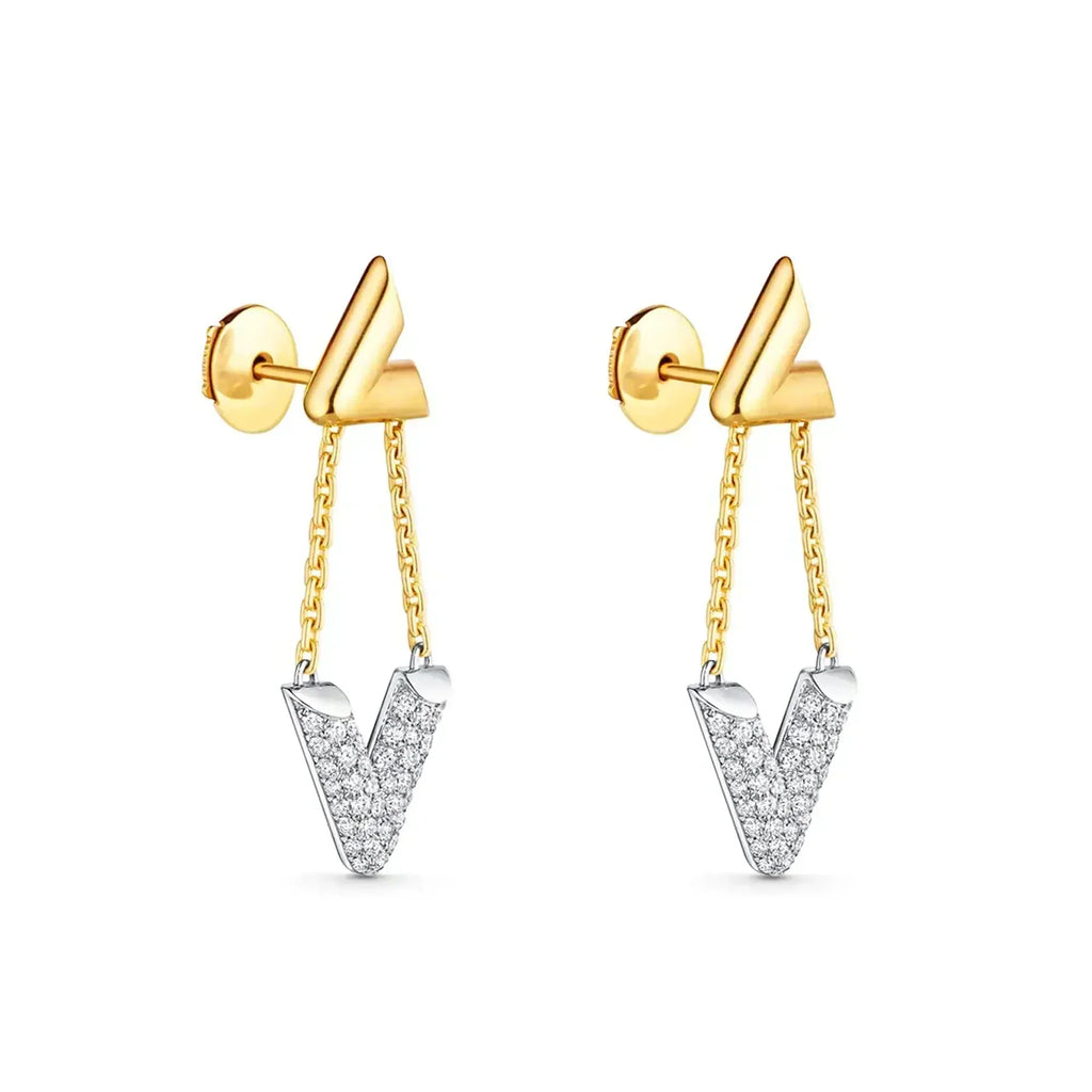 Louis Vuitton Volt Upside Down 18K Gold Earrings