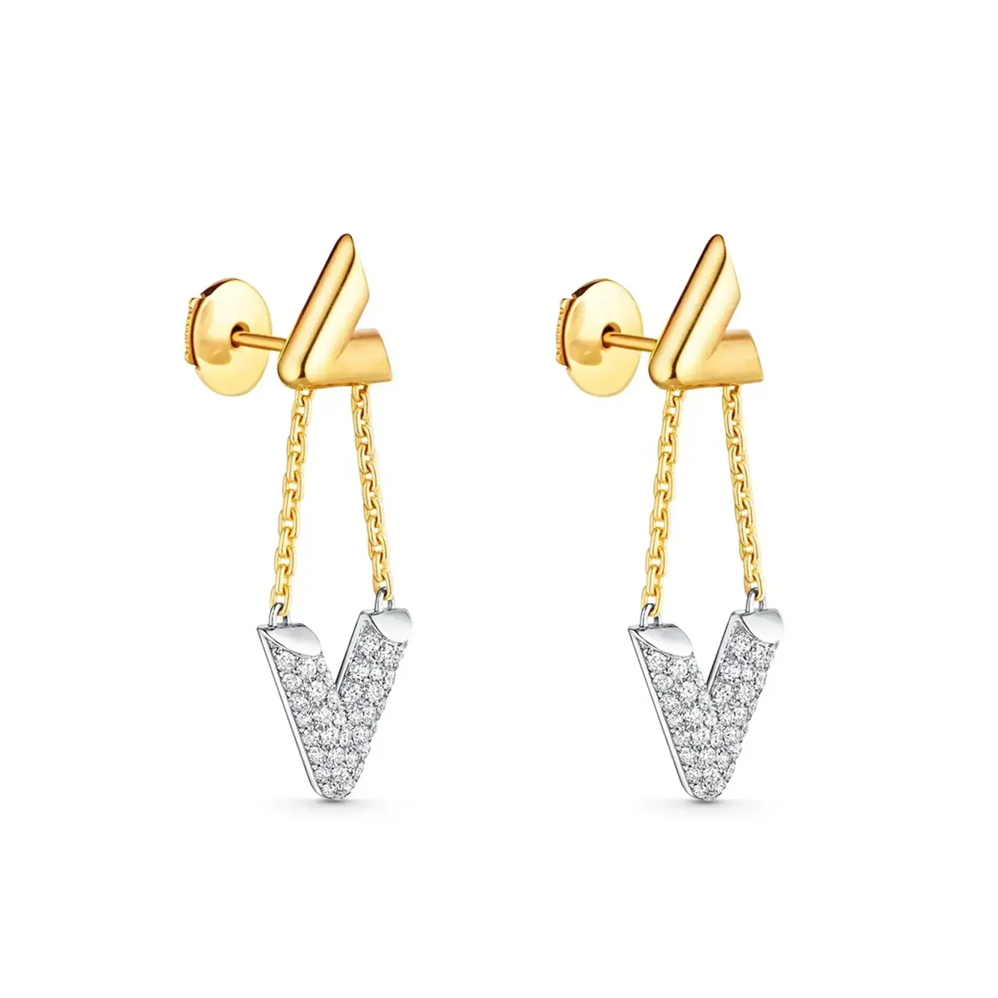 Louis Vuitton Volt Upside Down 18K Gold Earrings