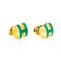 Hermes Mini Pop Green 18K Gold Earrings