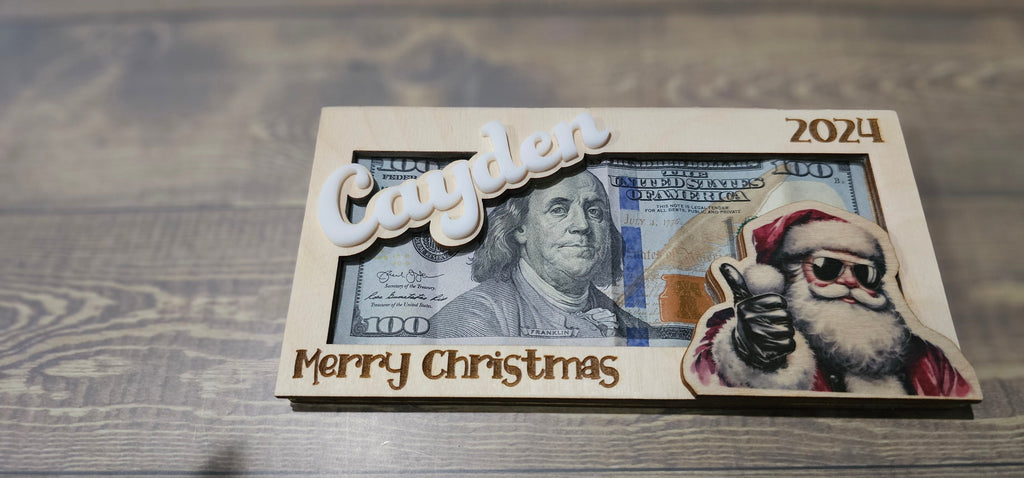 Personalized Wood & Acrylic Christmas Money Cash Envelope Holders with Christma