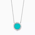 Tiffany Diamond & Turquoise Circle Pendant 18K Gold Necklace