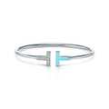Tiffany Diamond and Turquoise Wire 18K Gold Bracelet