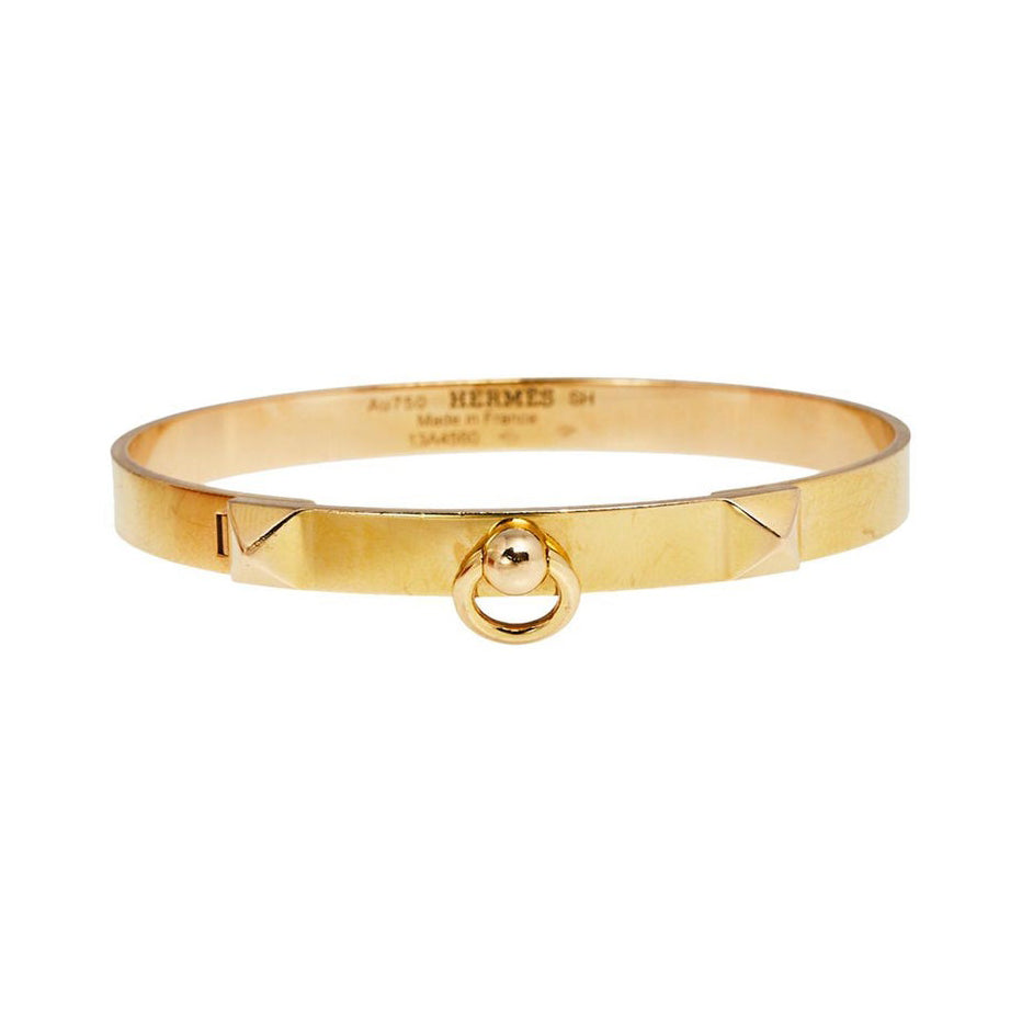 Hermes Collier De Chien 18K Gold Bracelet
