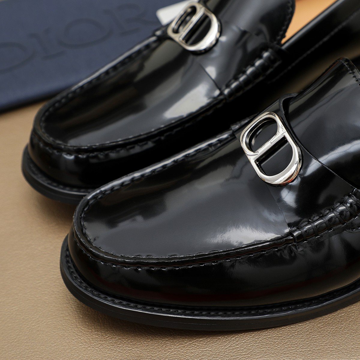 Dior Black Buckle Loafers — detail