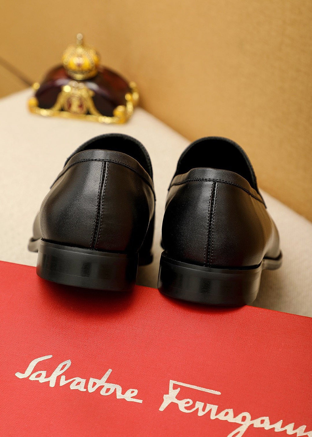 Ferragamo Black Leather Bit Loafers — back