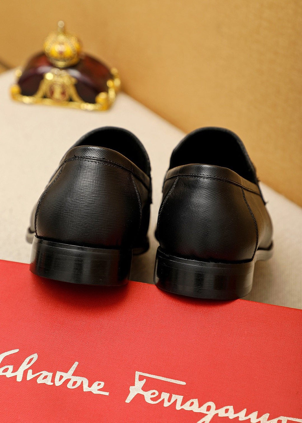 Ferragamo Black Hardware Loafers — back