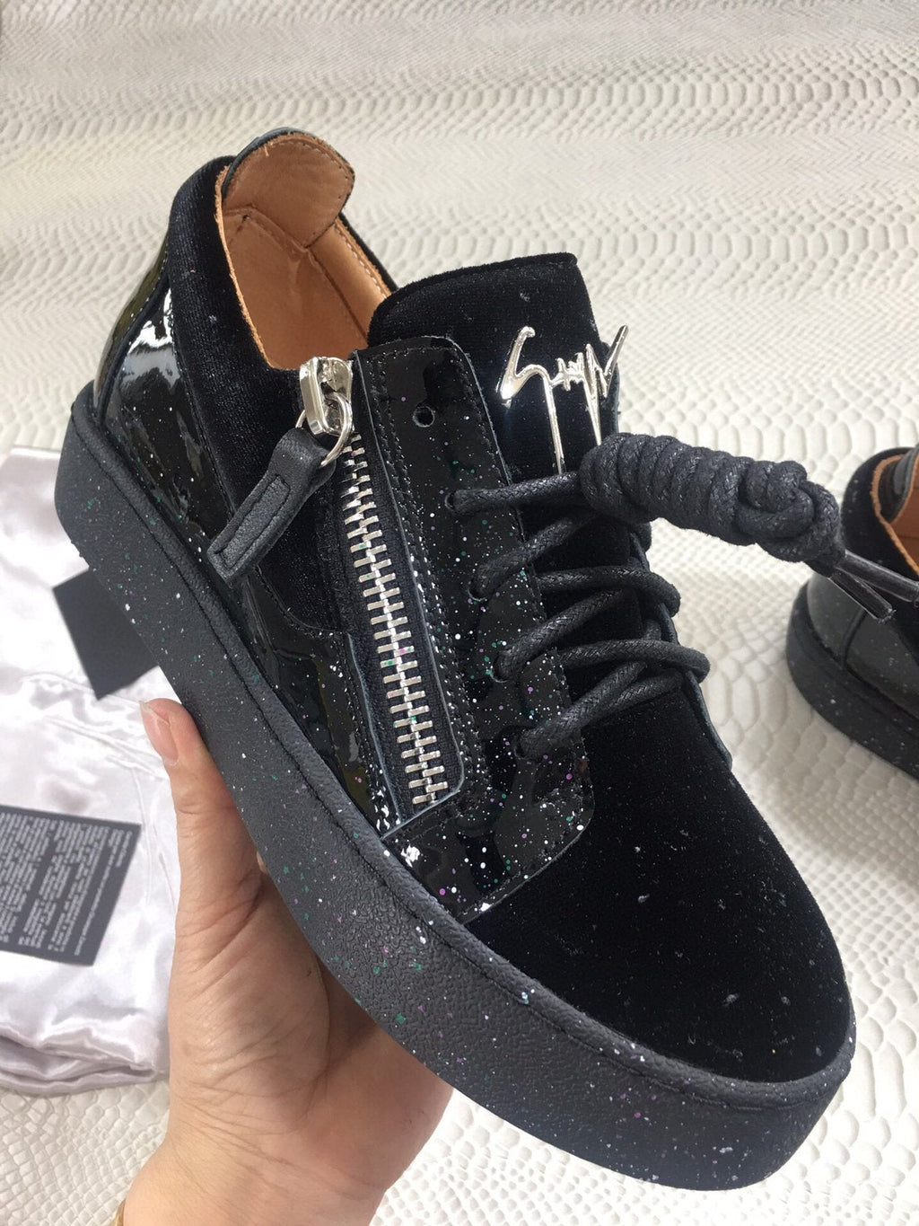 Giuseppe Zanotti Black Speckle Low-Top Sneakers — side
