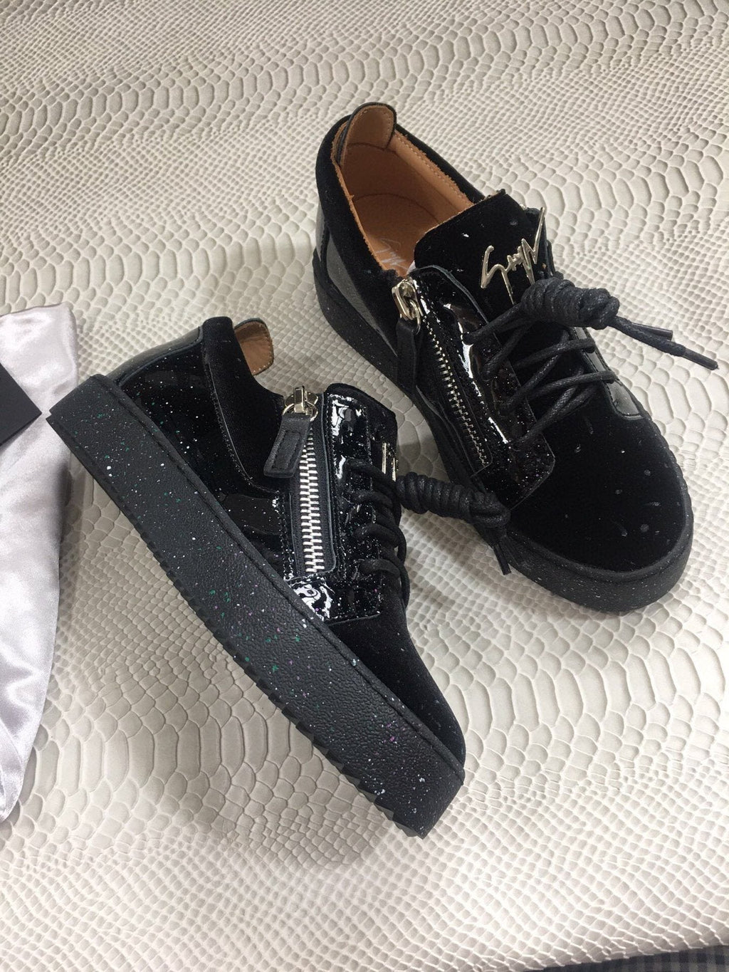Giuseppe Zanotti Black Speckle Low-Top Sneakers — side