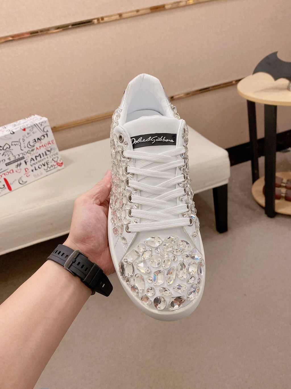 Dolce & Gabbana Crystal-Embellished Low-Top Sneakers — front