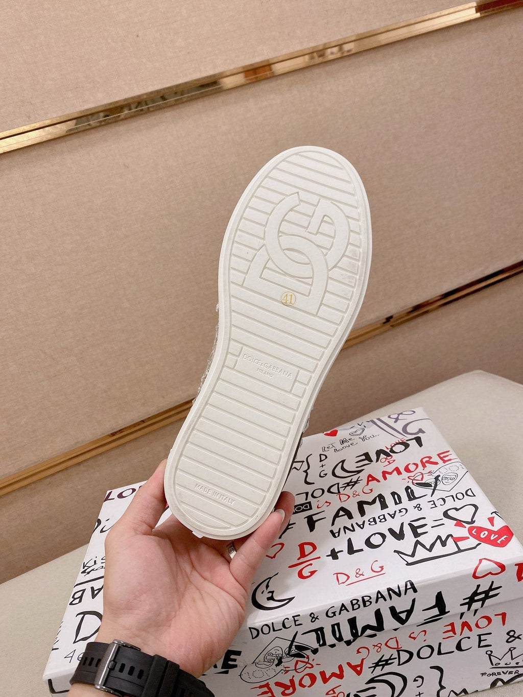 Dolce & Gabbana Crystal-Embellished Low-Top Sneakers — detail