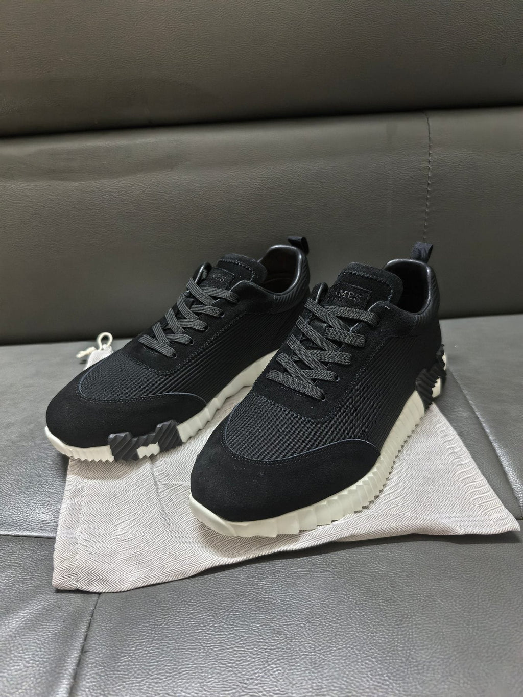 Black Knit-Style Low-Top Sneakers — side