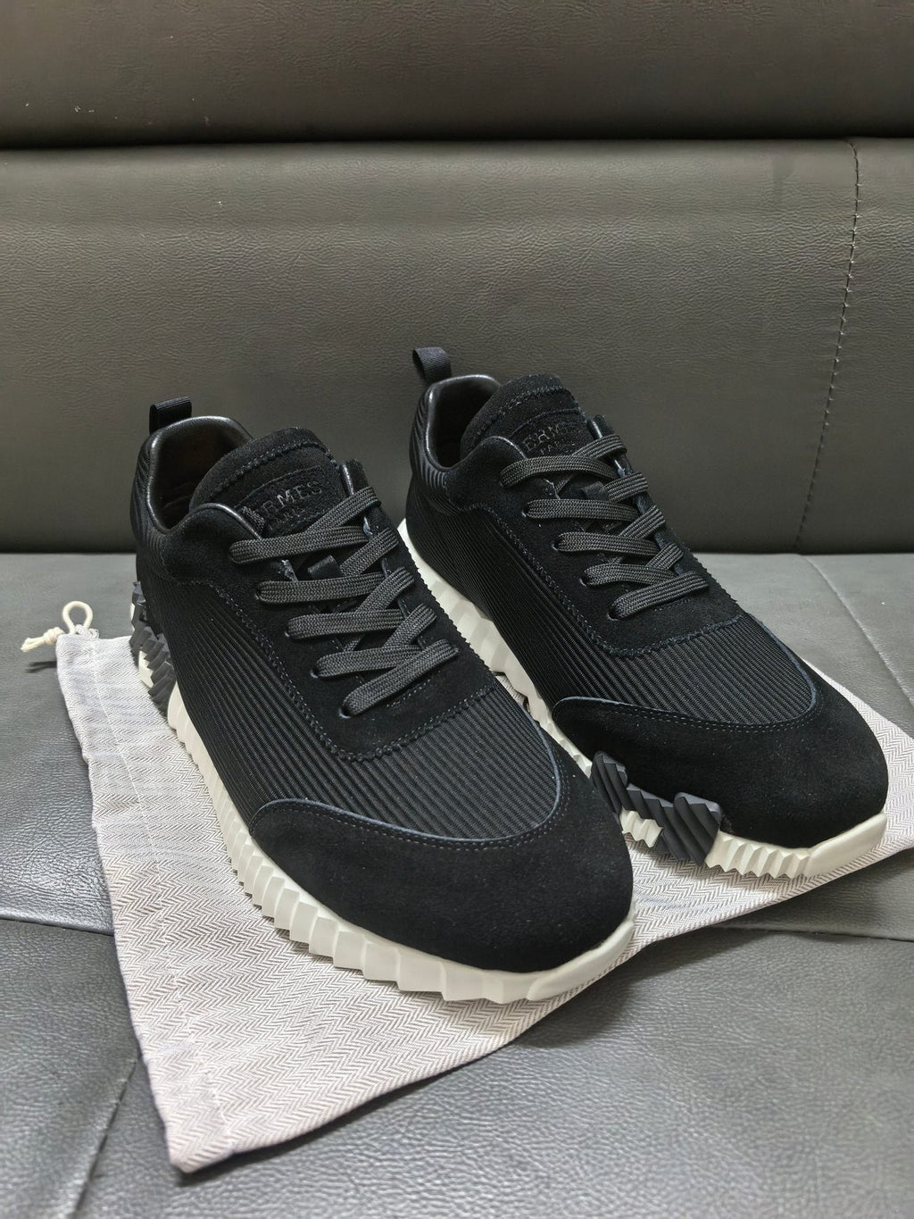 Black Knit-Style Low-Top Sneakers — hero