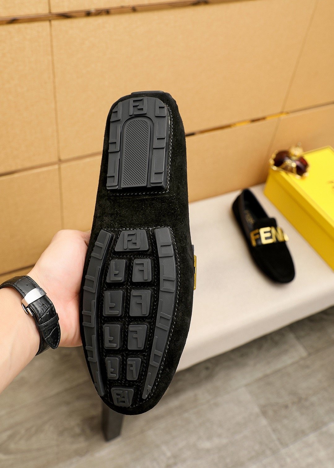Fendi Black Logo Hardware Slip-On Loafers — back
