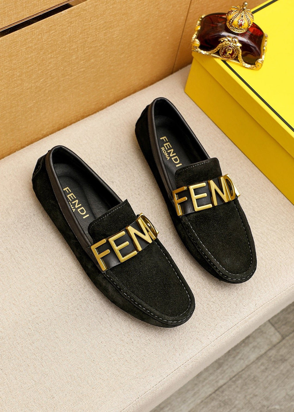 Fendi Black Logo Hardware Slip-On Loafers — hero