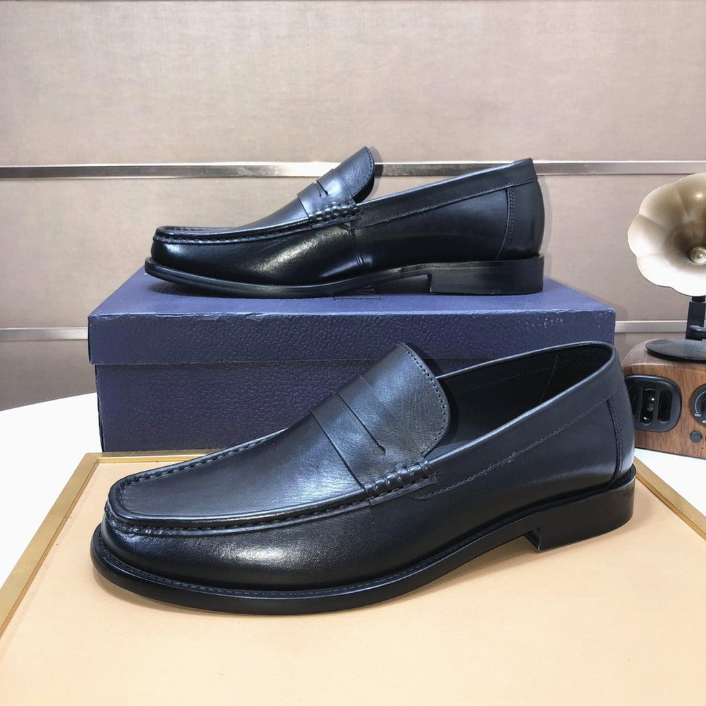Dior Black Penny Loafers — side