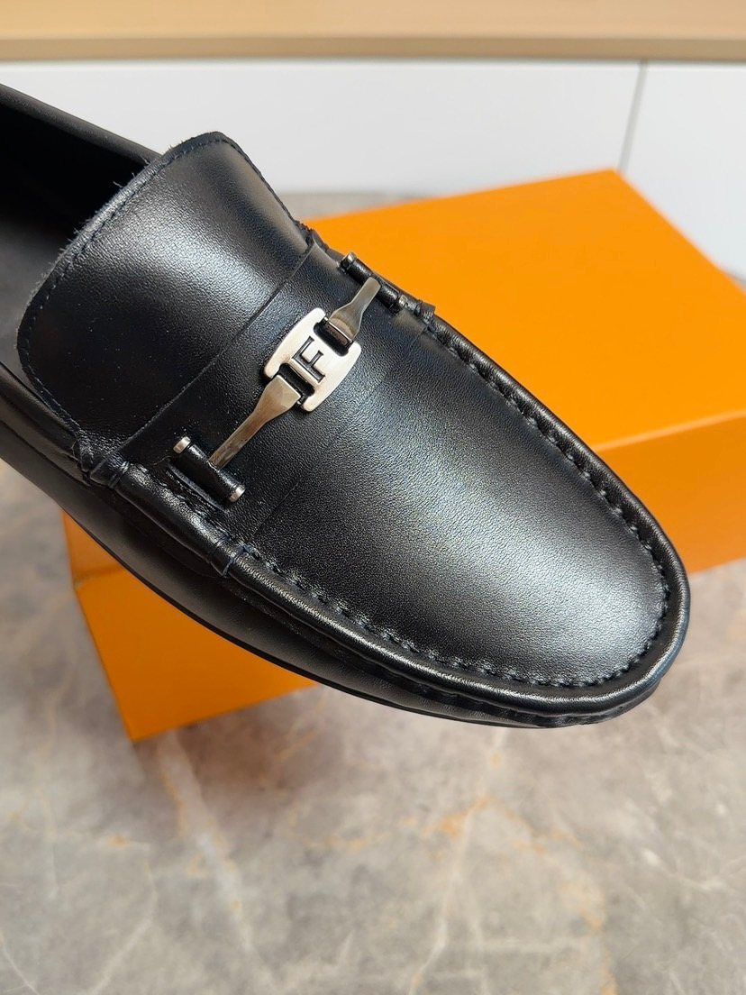 Fendi Black Metal-Bar Loafers — detail
