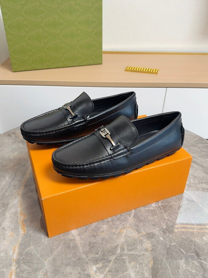 Fendi Black Metal-Bar Loafers — hero