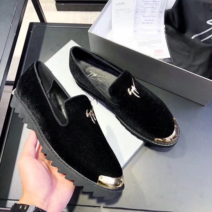 Giuseppe Zanotti Black Gold-Tone Loafers — side