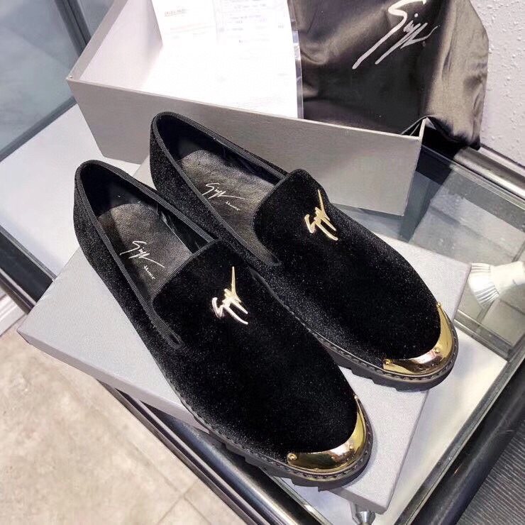 Giuseppe Zanotti Black Gold-Tone Loafers — front
