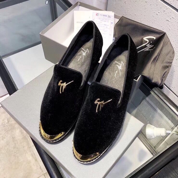 Giuseppe Zanotti Black Gold-Tone Loafers — front