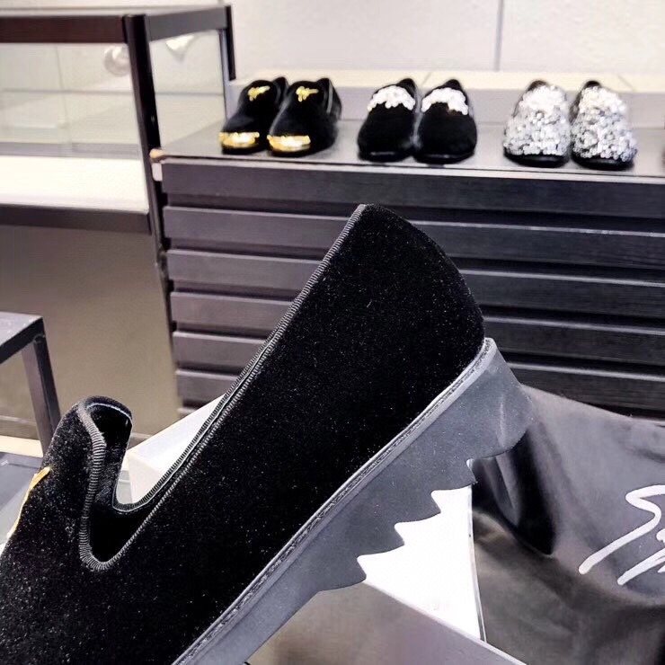 Giuseppe Zanotti Black Gold-Tone Loafers — detail