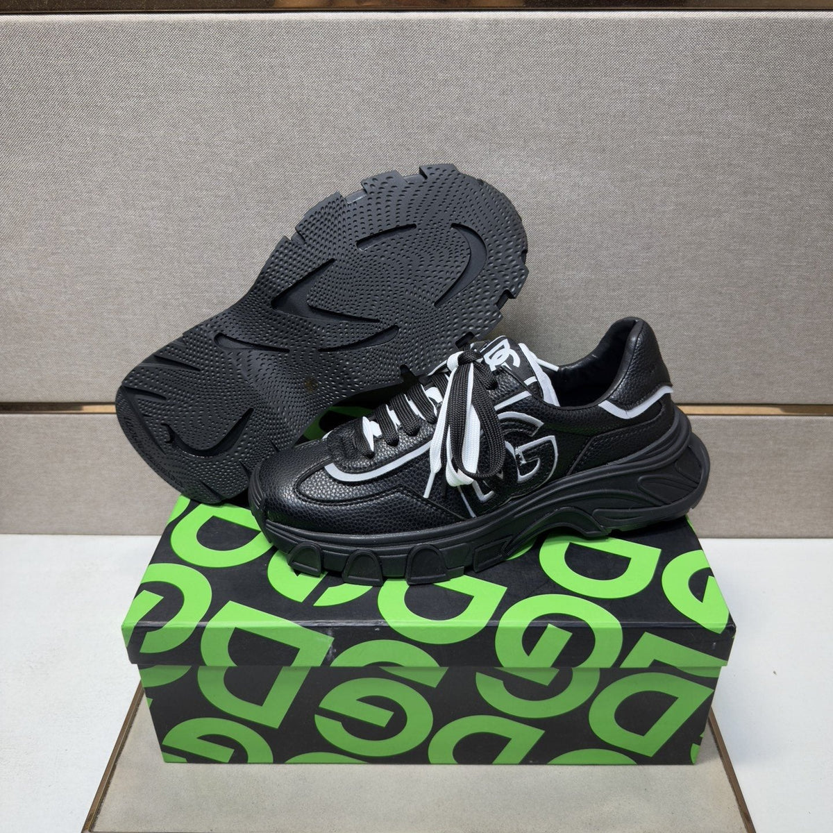 Black Mixed-Material Low-Top Sneakers — side