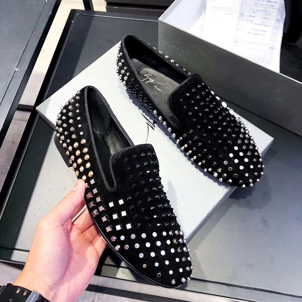 Giuseppe Zanotti Black Studded Slip-On Shoes — front