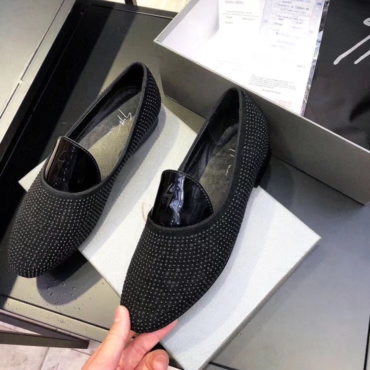 Giuseppe Zanotti Black Studded Loafers — front