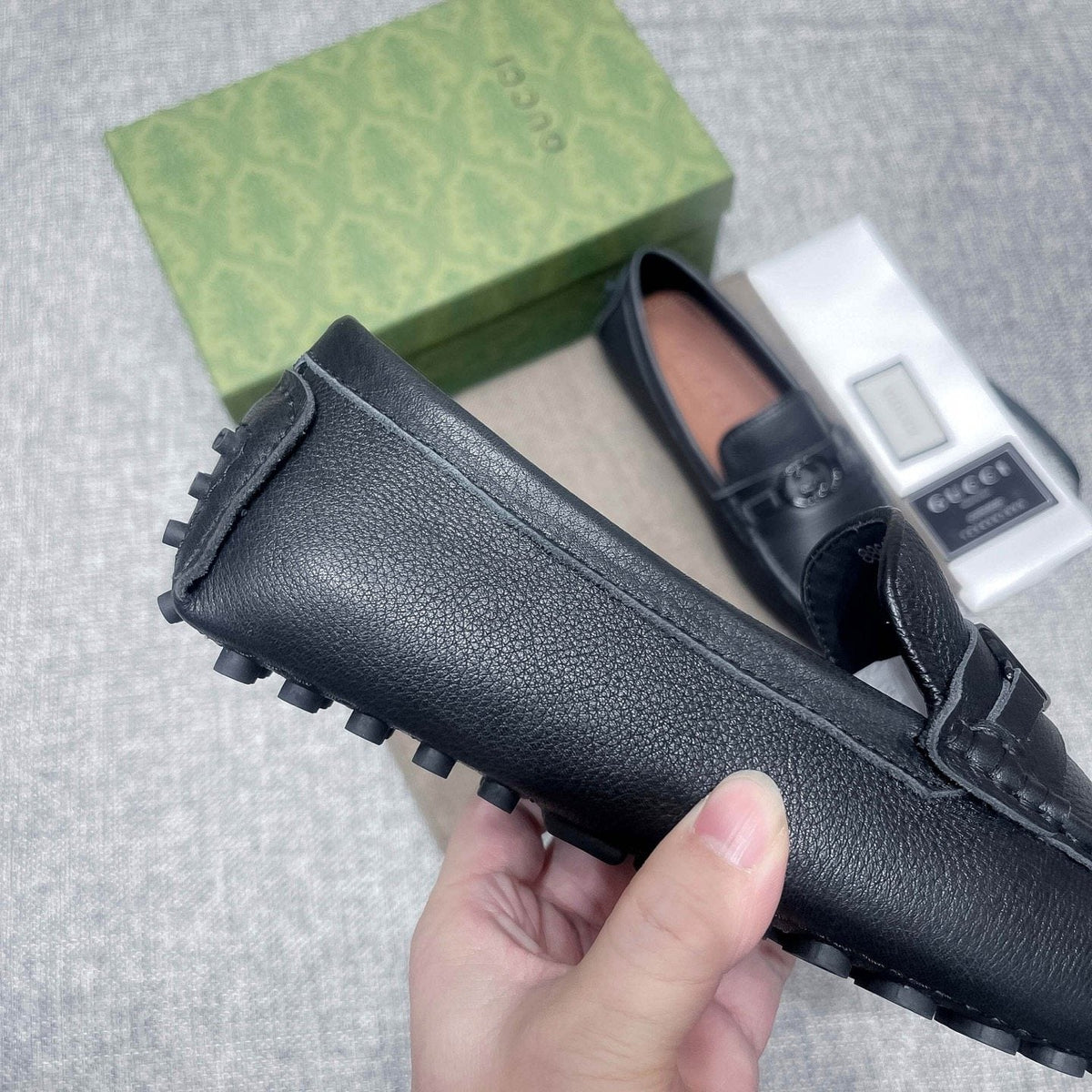 Gucci Black Hardware Loafers — detail