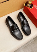 Ferragamo Black Buckle Loafers — hero