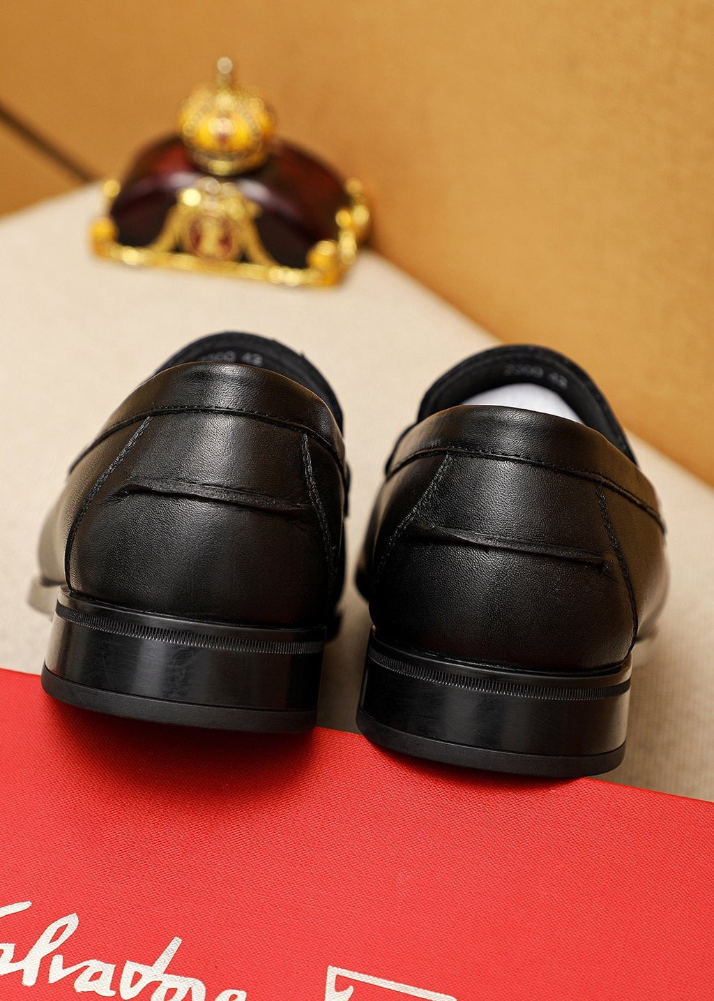 Ferragamo Black Metal-Bit Loafers — back