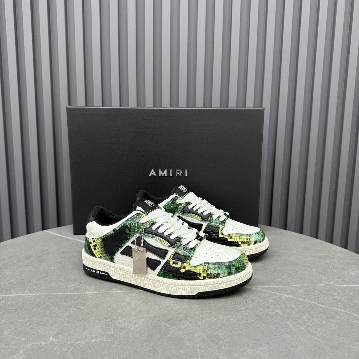 AMIRI Green Patterned Low-Top Sneakers — front
